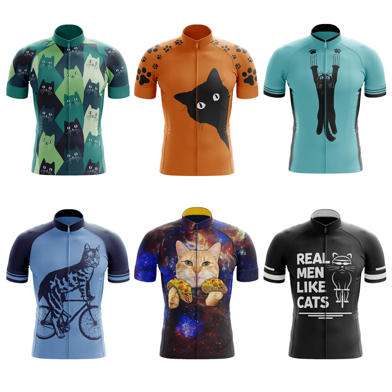 Mountain Biking Cartoon - Cycling Jersey Men CARTOON CAT Bike